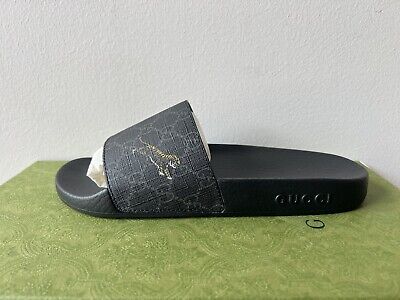Gucci GG Supreme Canvas Tigers Black Slides –
