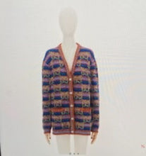 Load image into Gallery viewer, Gucci GG Lamé Cardigan with Orange and Blue