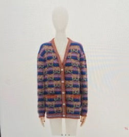 Gucci GG Lamé Cardigan with Orange and Blue