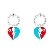 Load image into Gallery viewer, Gucci Interlocking G Heart Lightning Charm Earrings