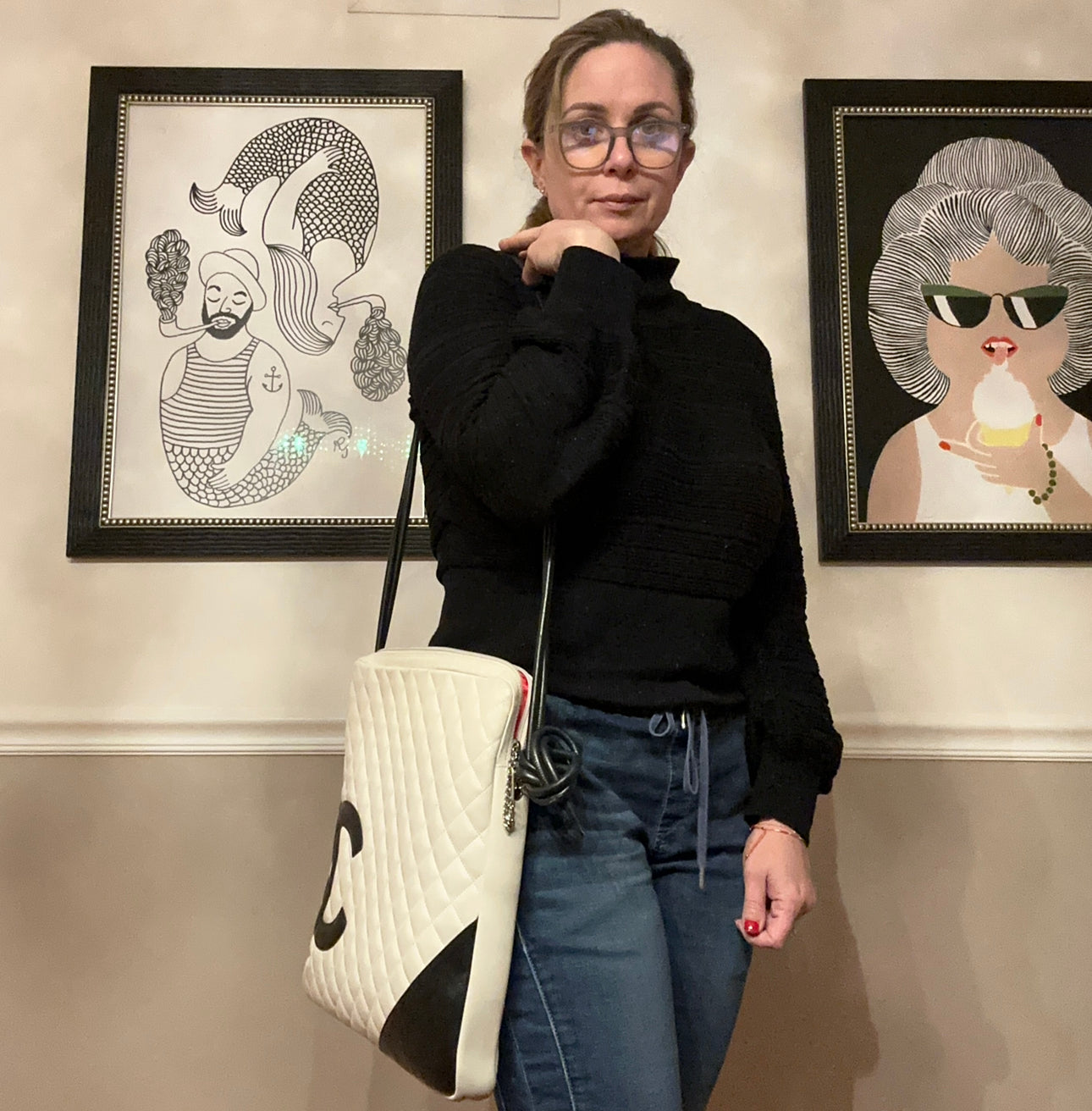 PREOWNED Rare Authentic Chanel Cambon White Crossbody Bag