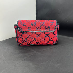 Gucci Monogram Multicolor Super Mini GG Marmont in Red with Floral Embroidery