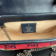 Load image into Gallery viewer, Gucci Monogram Multicolor Super Mini GG Marmont in Red with Floral Embroidery