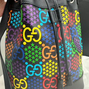 Gucci Supreme Psychedelic Bucket Bag in Black