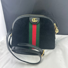 Load image into Gallery viewer, Gucci Ophidia GG Small Suede Shoulder Bag in Black
