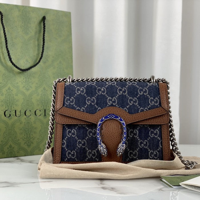 Gucci Dionysus Shoulder Bag GG Supreme Medium Beige/Blue - US