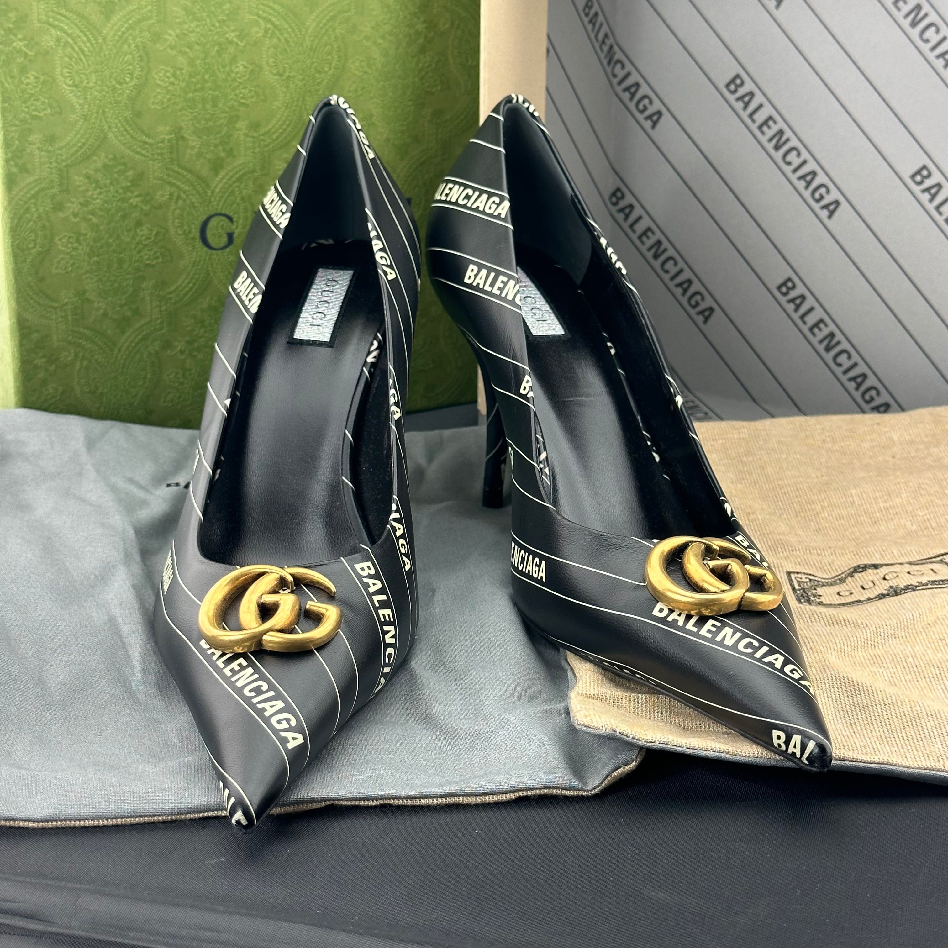 GUCCI BALENCIAGA グッチ バレンシアガハイヒール 黒 Gucci x Balenciaga Leather Heels – Gavriel.us