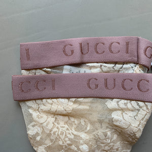 Gucci Metallic Floral Lace Socks in Cream