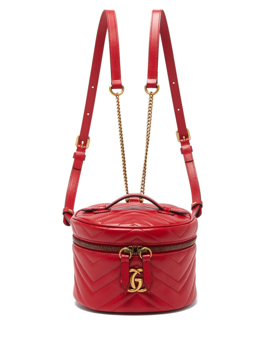 Gucci GG Marmont Matelesse Mini Round Backpack Red 598594