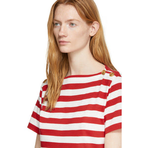 Gucci S/S Striped Pour La Cote D'Azur T-Shirt in Red and White