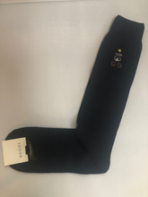 Load image into Gallery viewer, Gucci GG Lyre and Star Long Socks in Midnight Blue