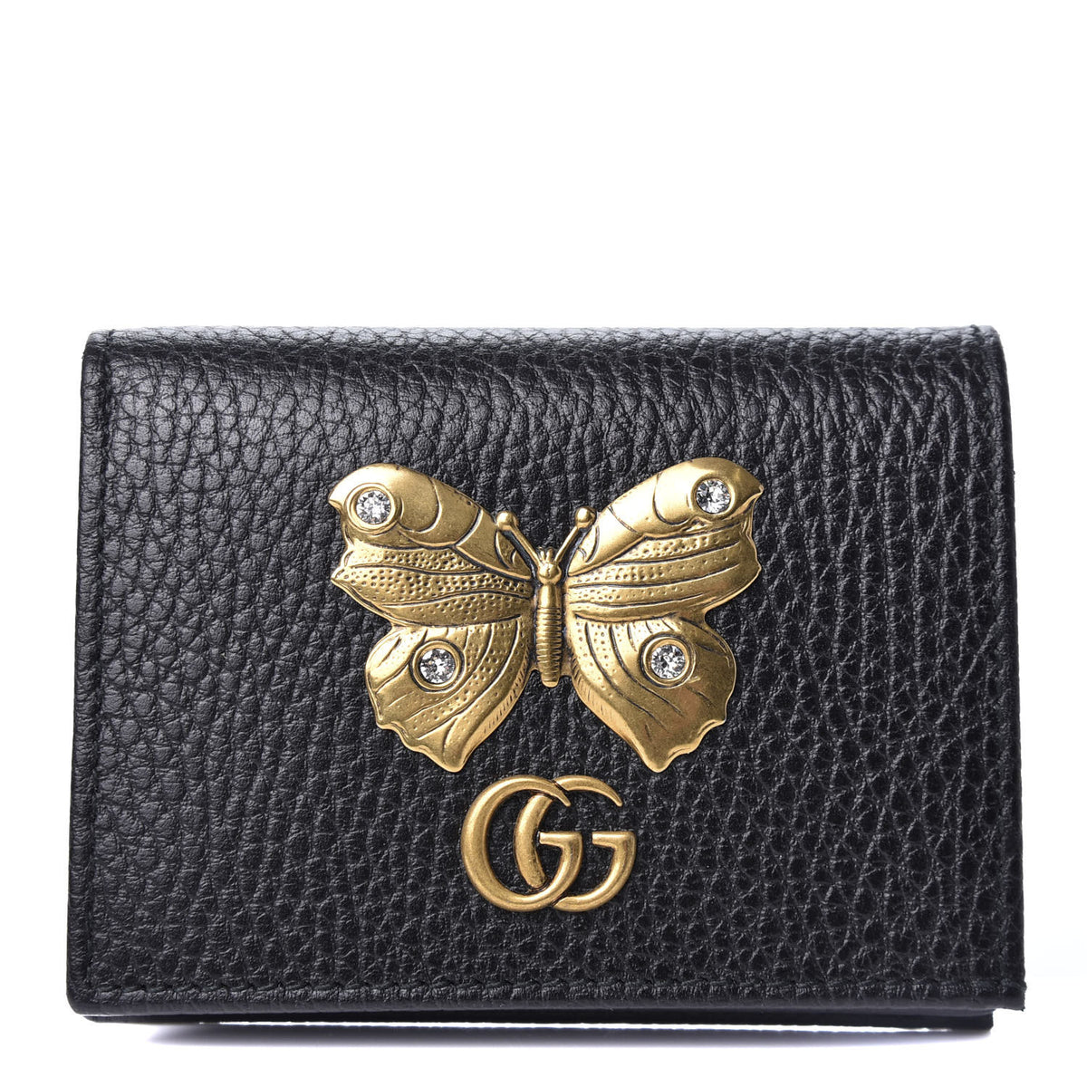 GUCCI Butterfly Leather Card Case Wallet Pink 499361-US