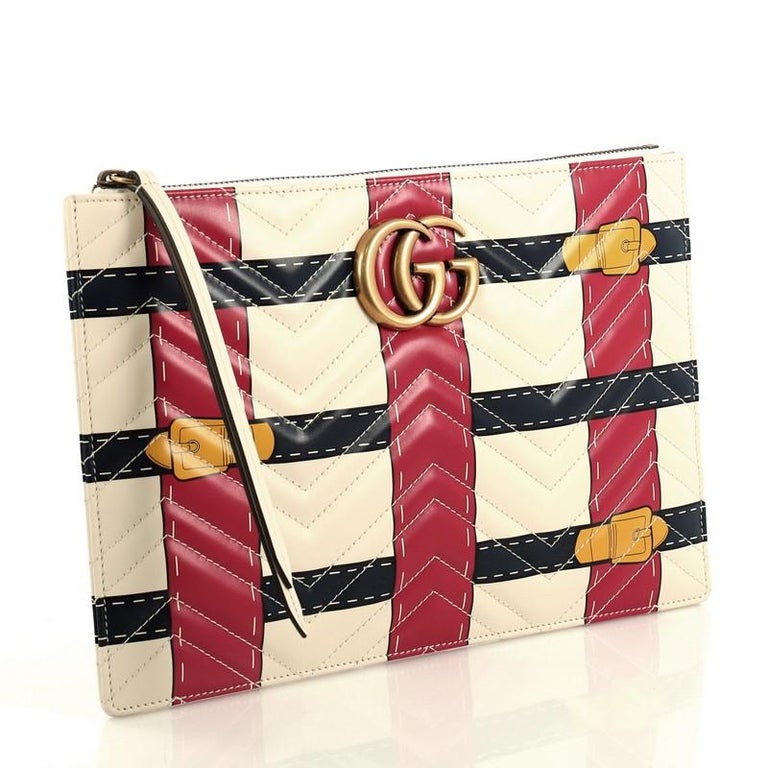 Gucci GG Marmont Grained-leather Clutch Bag