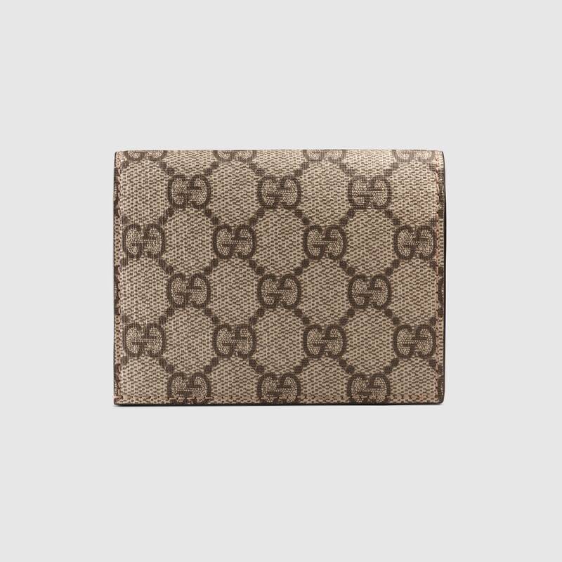 Gucci Money Clip Card Case GG Supreme Beige/Black in Coated Canvas with  Silver-tone - US