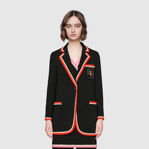 Gucci Viscose Jacket With Fox Crest In Black