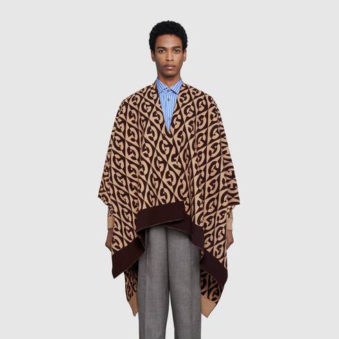 Gucci GG Rhombus Poncho In Brown