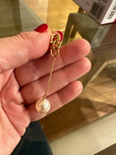 Load image into Gallery viewer, Salvatore Ferragamo Gancini Chain Drop Earrings With Pearl In Gold