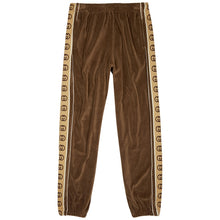 Load image into Gallery viewer, Gucci Interlocking GG Stripe Velour Jogger Pants in Brown
