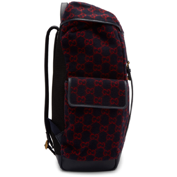 Gucci GG Monogram Print Wool Backpack in Navy –