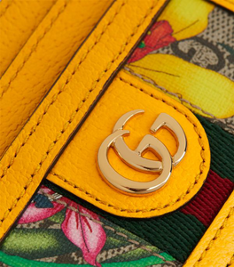 Gucci Ophidia GG Floral Card Case in Yellow
