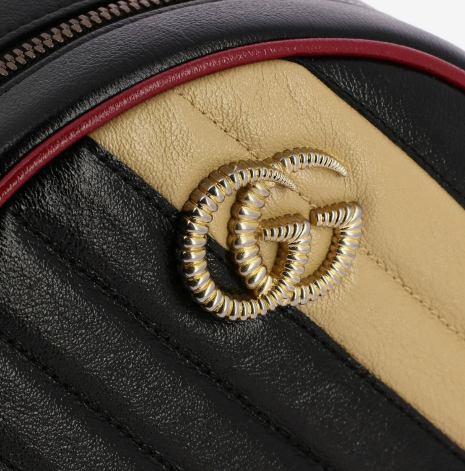 Gucci GG Marmont Round Shoulder Bag Mini Black in Matelasse Leather with  Antique Gold-tone - US