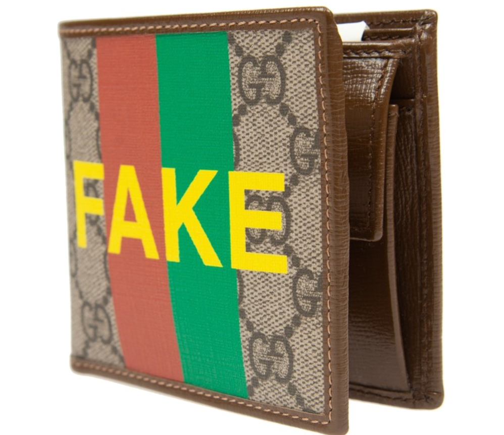 Gucci 'fake/not' Print Billfold Wallet in Natural for Men