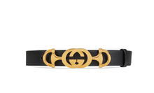 Load image into Gallery viewer, Gucci Leather Belt with Interlocking G Horse-bit Buckle in Black