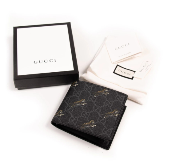 Gucci GG Card Case With Tiger Print in Black for Men