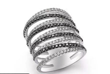 Load image into Gallery viewer, Gavriel Wrap Ring with White and Black Diamonds