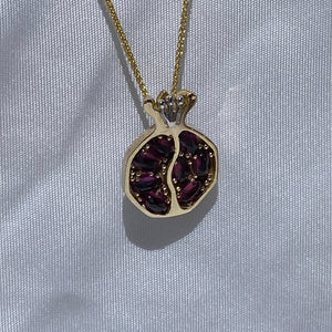 Gavriel 14K White and Gold Pomegranate Necklace with Garnets