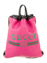 Load image into Gallery viewer, Gucci 2018 Leather Drawstring Backpack in Pink with Pouch