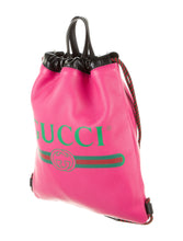 Load image into Gallery viewer, Gucci 2018 Leather Drawstring Backpack in Pink with Pouch