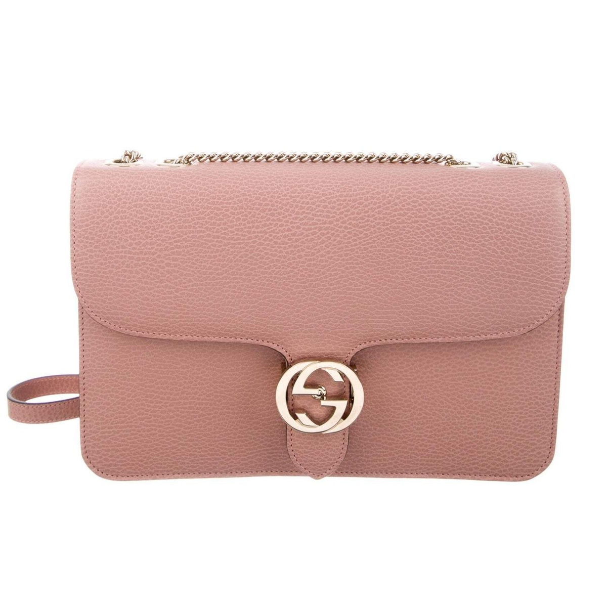 Interlocking leather crossbody bag Gucci Pink in Leather - 16298593