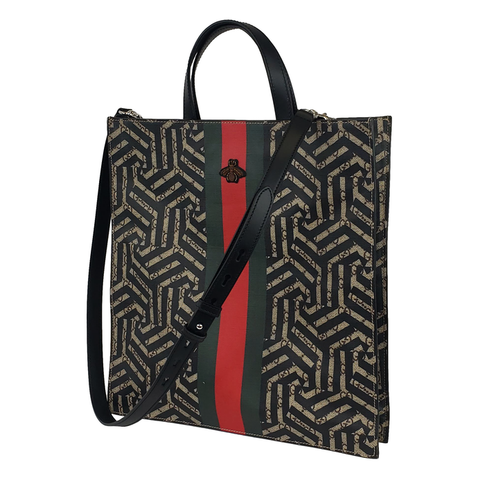 Gucci GG Supreme Caleido Web Tote with Bee Accent