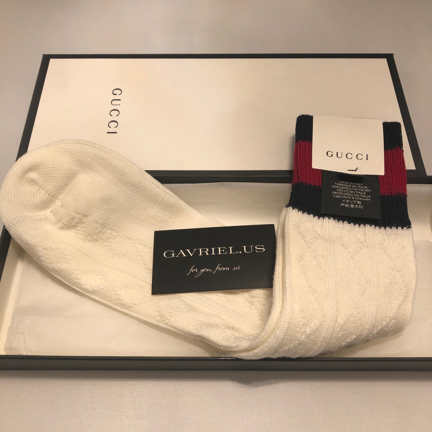 Gucci Wool Knit Socks with Web in White