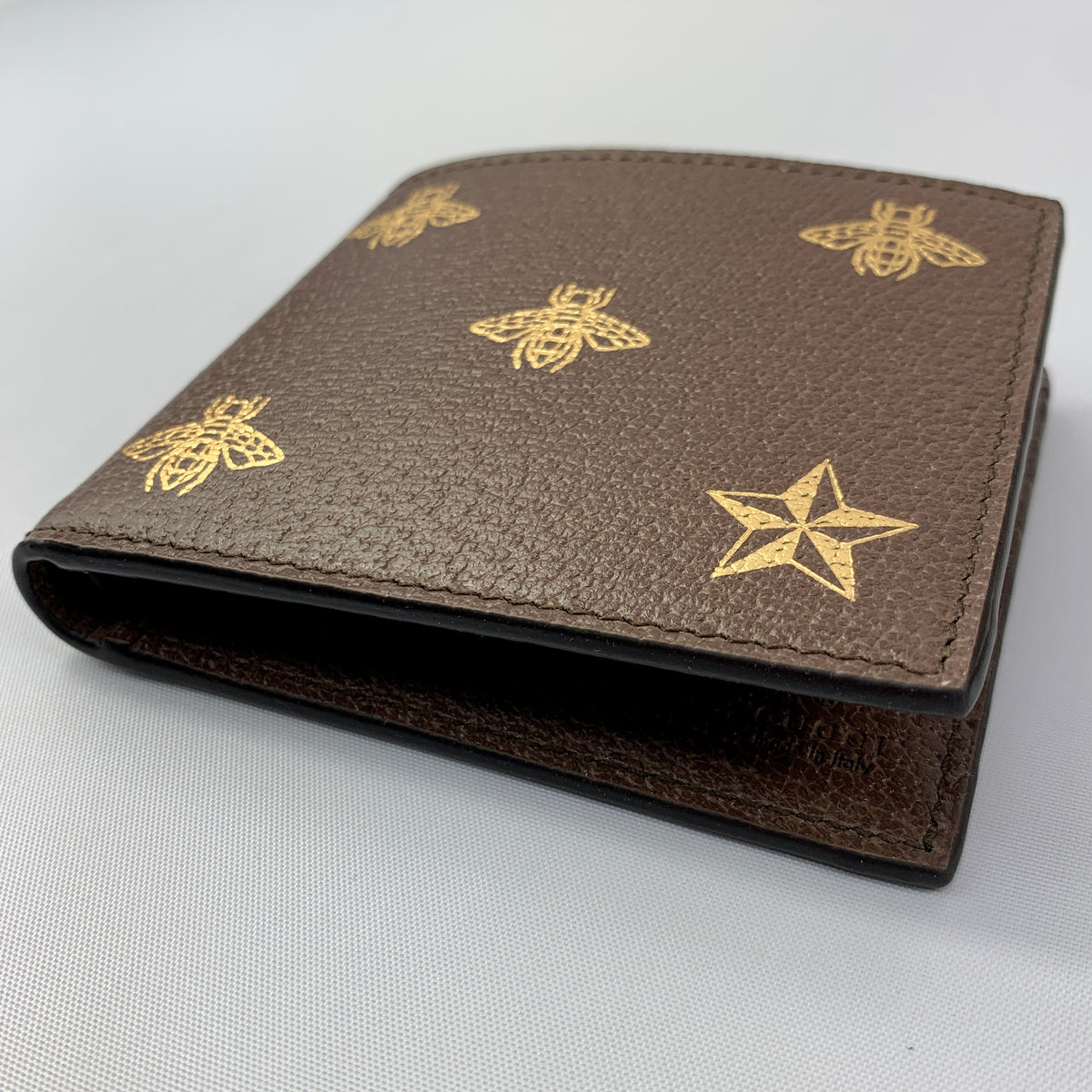 Gucci Bifold Wallet Bee Star Brown/Gold in Leather - GB