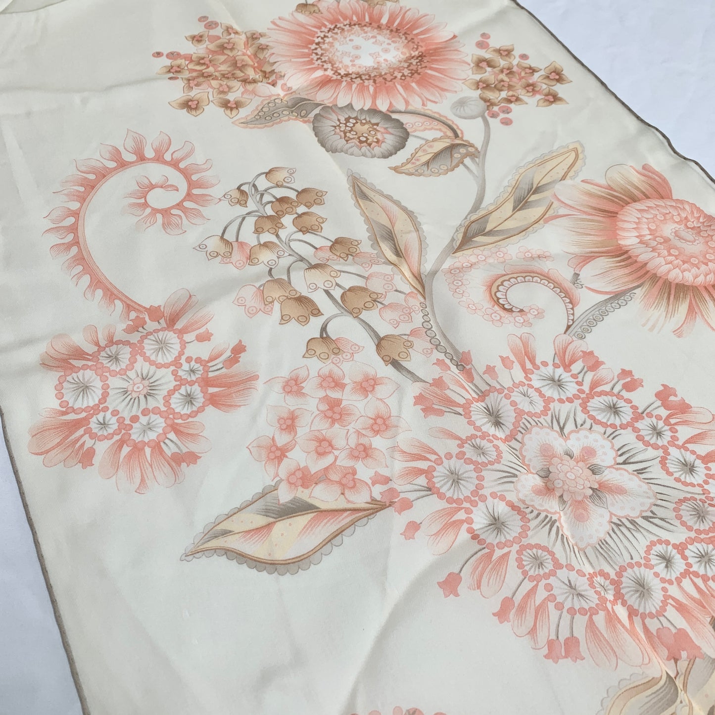 Salvatore Ferragamo Sunflower Floral Silk Scarf in Cream