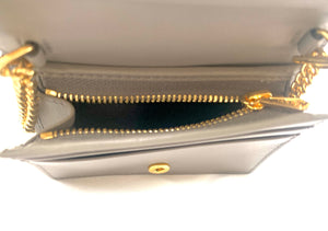 Gucci Zumi Horse-bit Snakeskin Card Case on a Chain in Graphite Gray