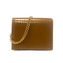 Load image into Gallery viewer, Gucci Zumi Horse-bit Snakeskin Card Case on a Chain in Brown