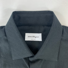 Load image into Gallery viewer, Salvatore Ferragamo Tonal Gancini Print Men&#39;s Button-Down Shirt in Black