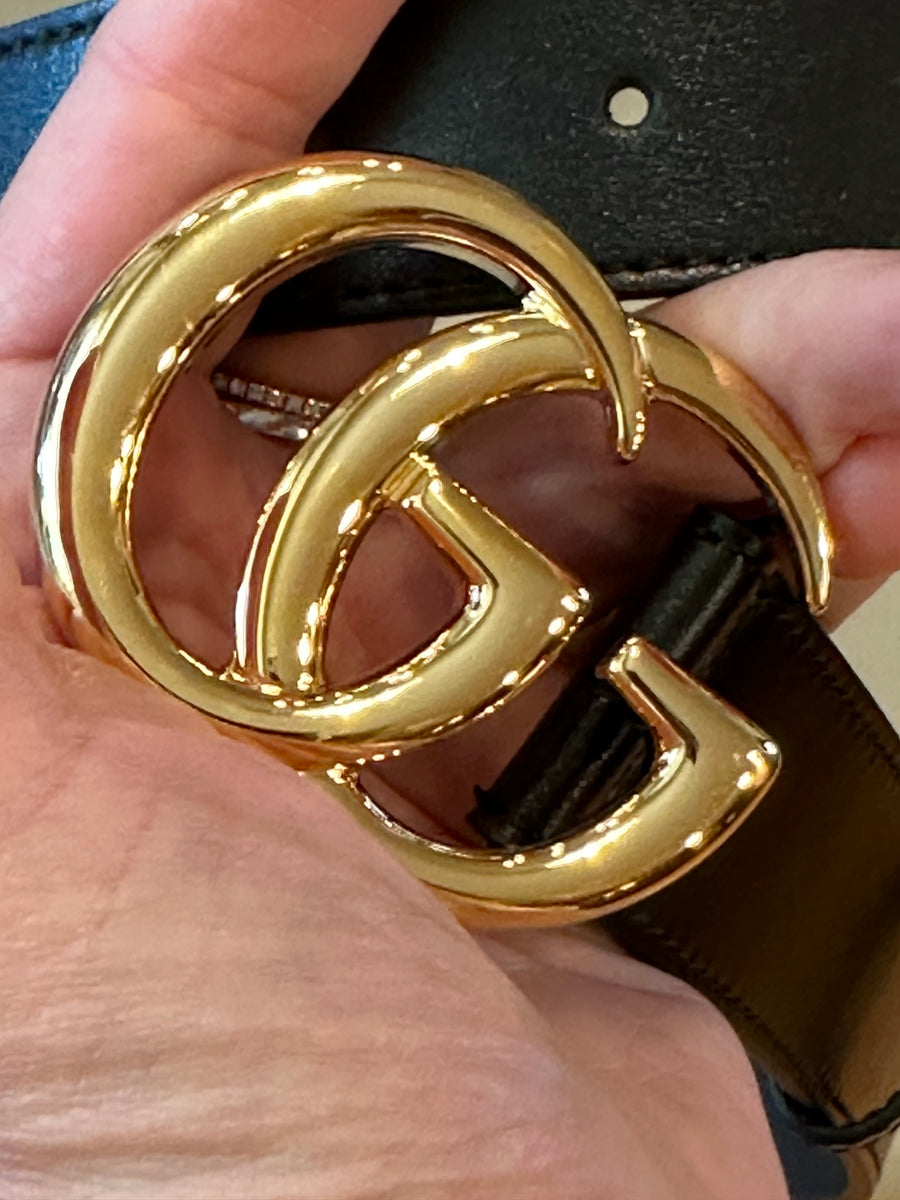 Gucci Black Belt with Interlocking GG Bright Gold Buckle – Gavriel.us