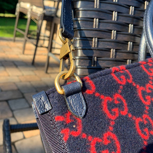 Gucci Wool Monogram GG Tote in Navy