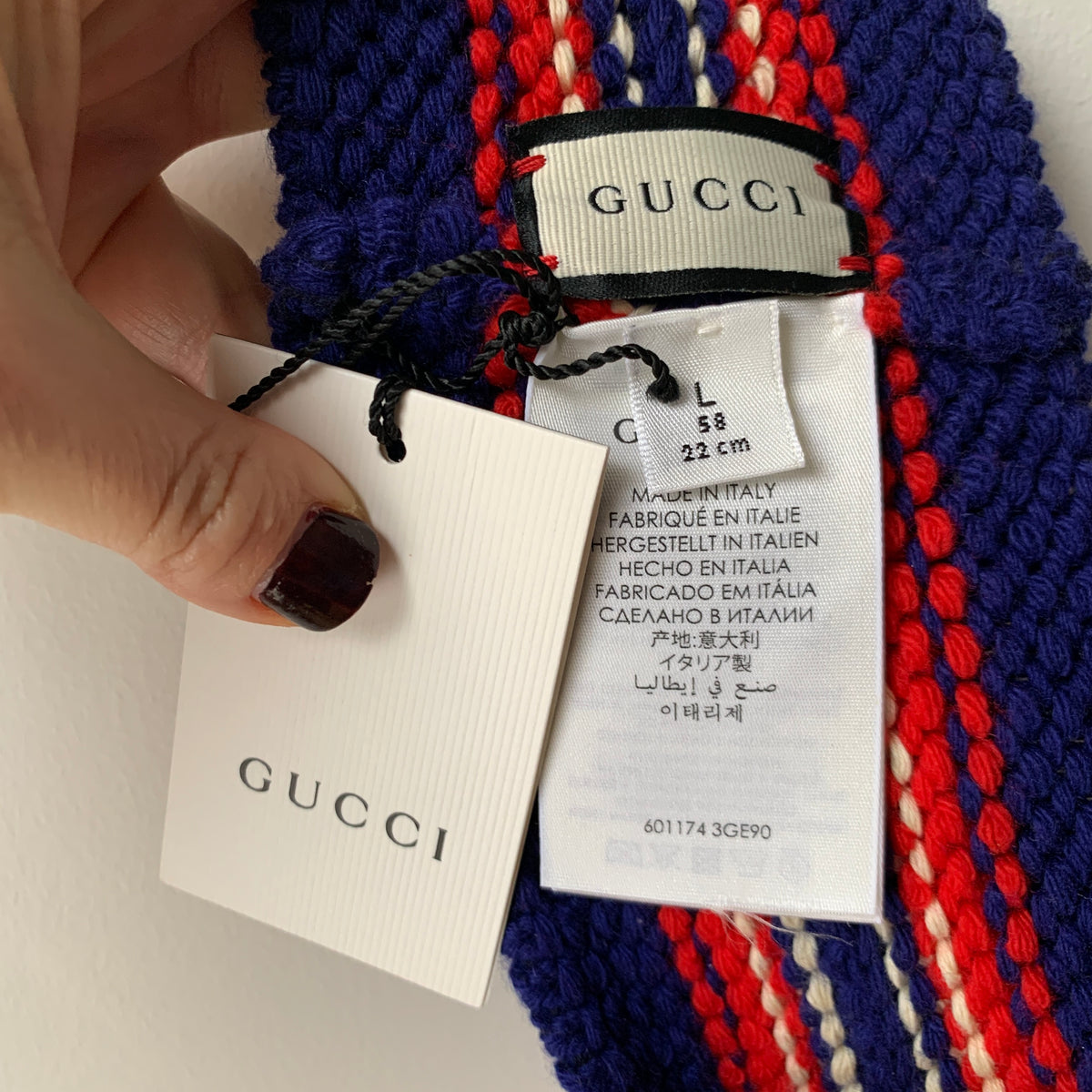Gucci Wool Blend Twist Headband In Navy and Red GUCCI Ruth crystal-embellished padded cotton-blend jacquard  main image 4