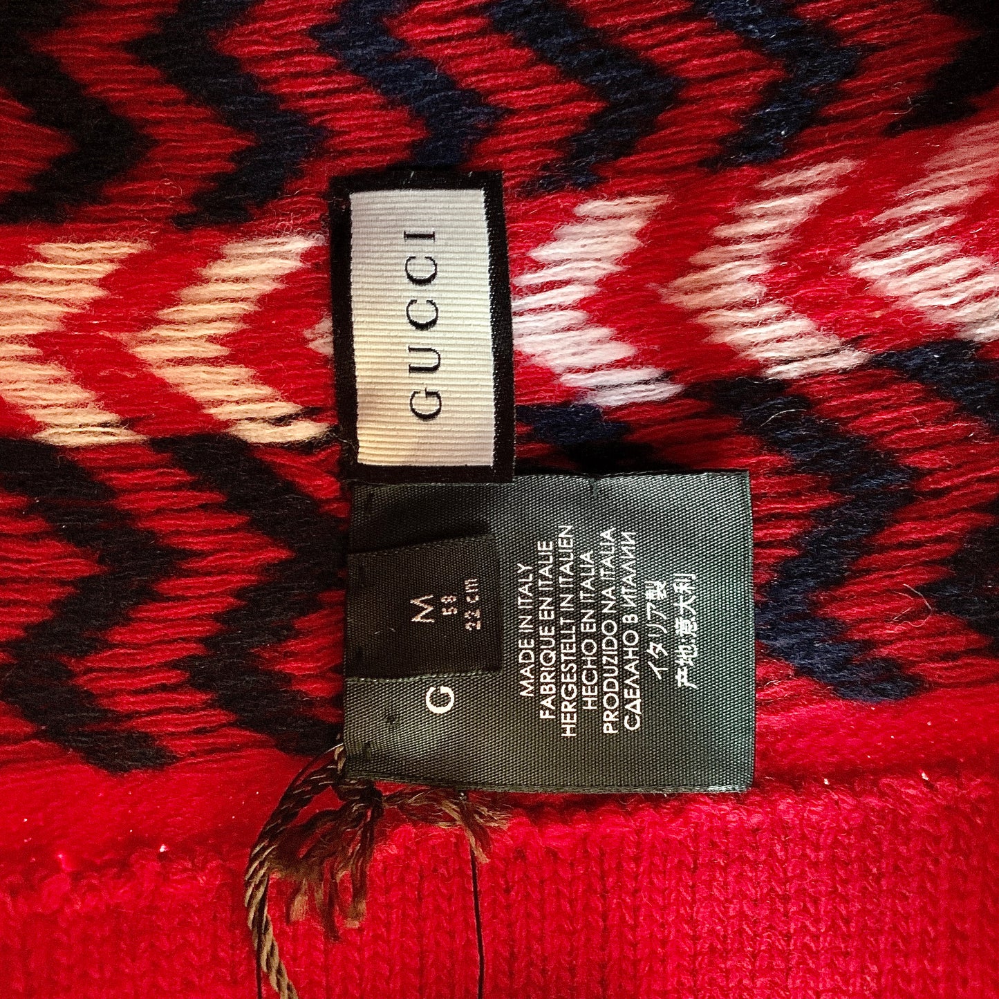 Gucci Zaggede Wool Beanie Hat in Red
