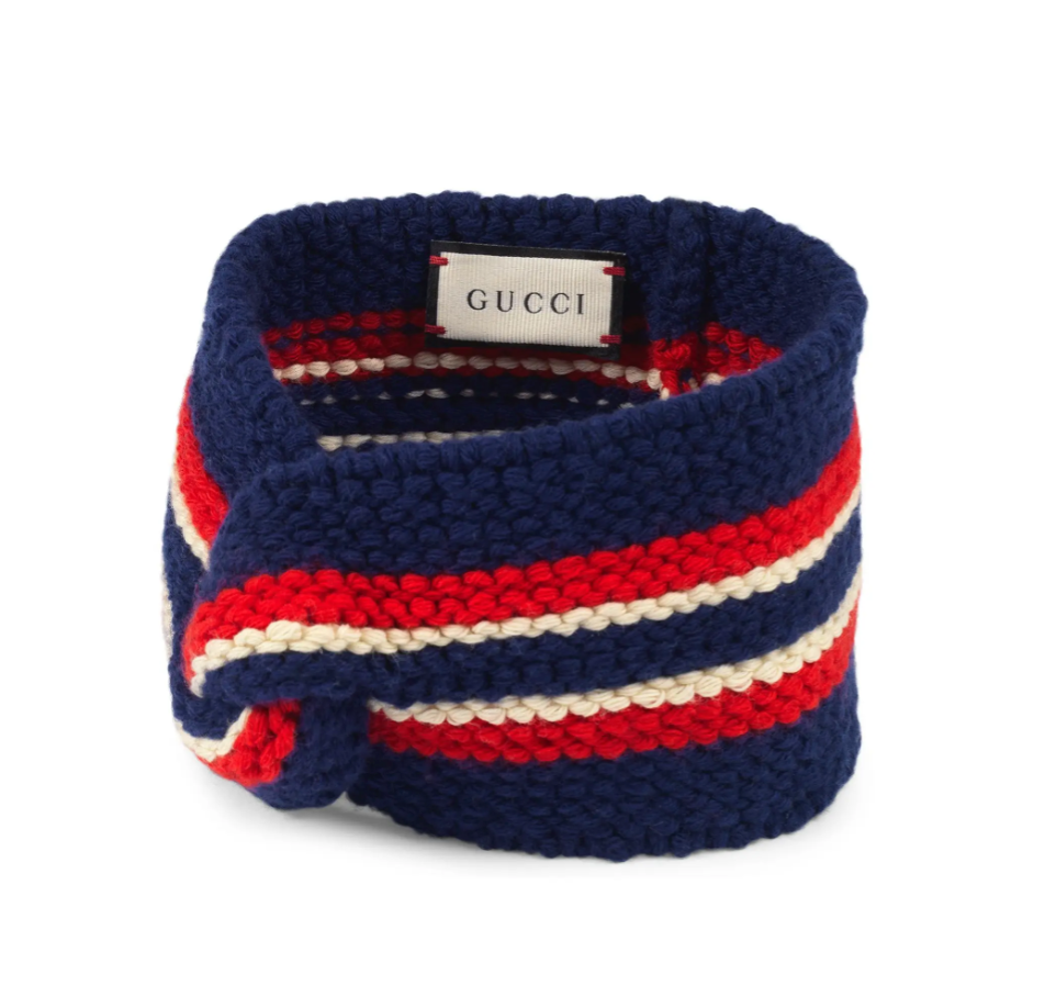 Gucci Red Multicolor Sparkle Striped Knit Twist Headband w/ COA - EUC! GUCCI Web Knot Knit Wool Twist Red & Green Headband Made in  main image 4