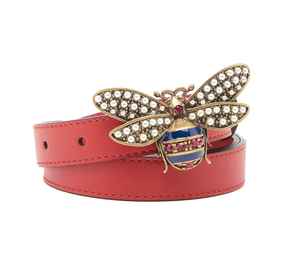 Gucci Queen Margaret Leather Belt in Red