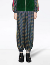 Load image into Gallery viewer, Gucci Bi-material Scarf Print Track Pants in Green