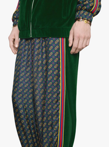 Gucci Bi-material Scarf Print Track Pants in Green