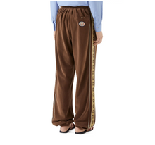 Load image into Gallery viewer, Gucci Interlocking GG Stripe Velour Jogger Pants in Brown
