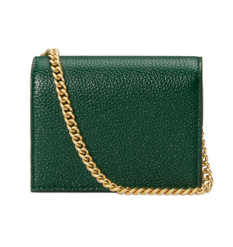 Gucci Zumi Horse-Bit Card Case on A Chain in Green